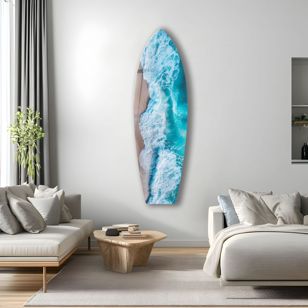 A striking aerial view of the ocean’s crashing waves, perfect for beach and coastal decor.
