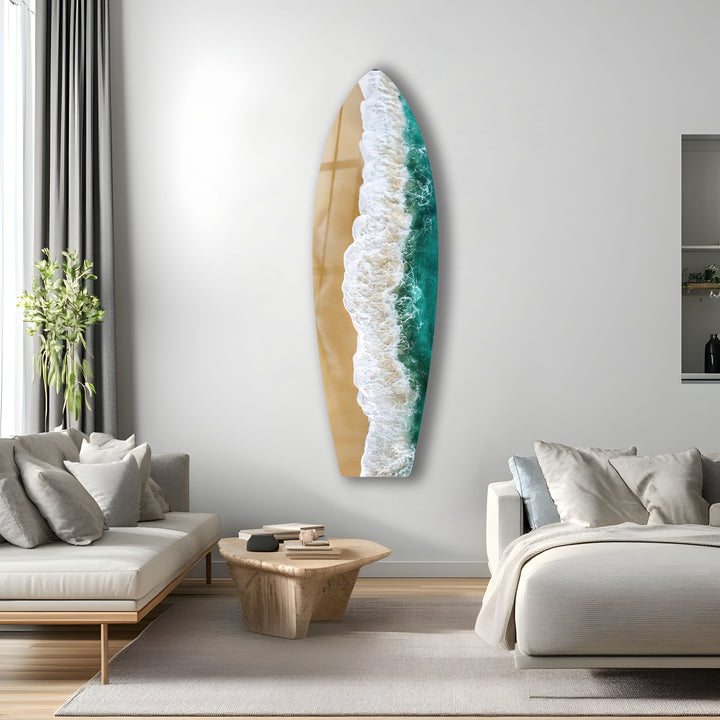 Golden Shore Surfboard Wall Art