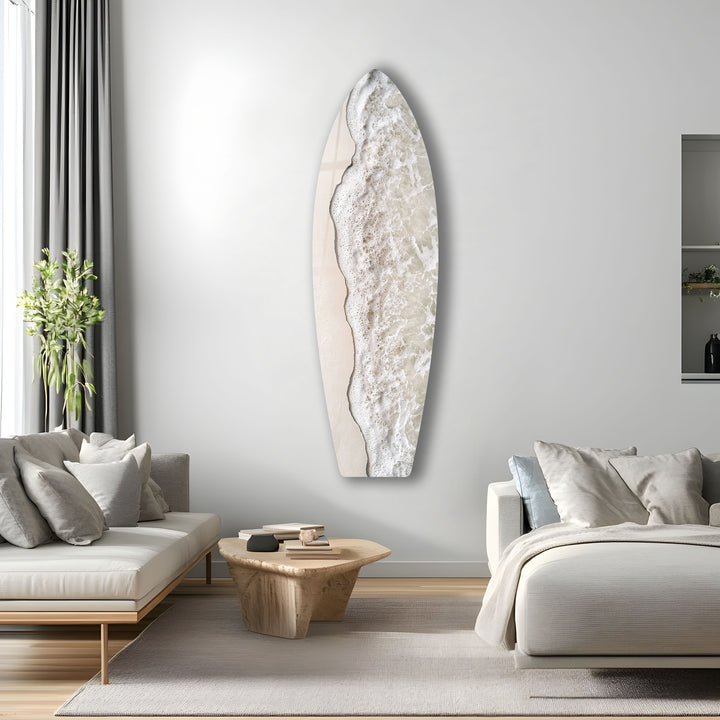 White Foam Beach Wave Surfboard Wall Art