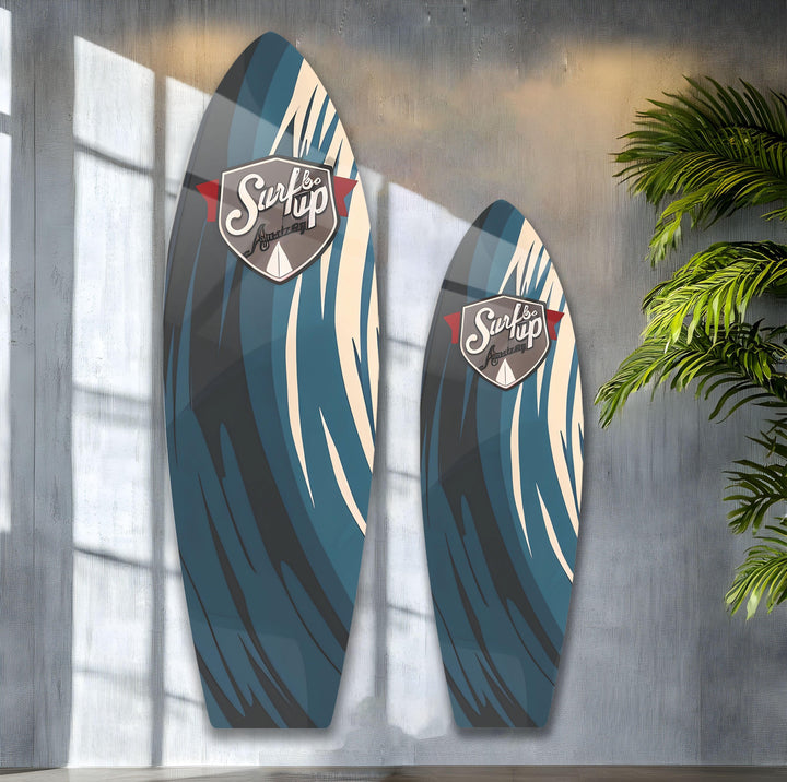 Blue Abstract Surfboard Wall Art