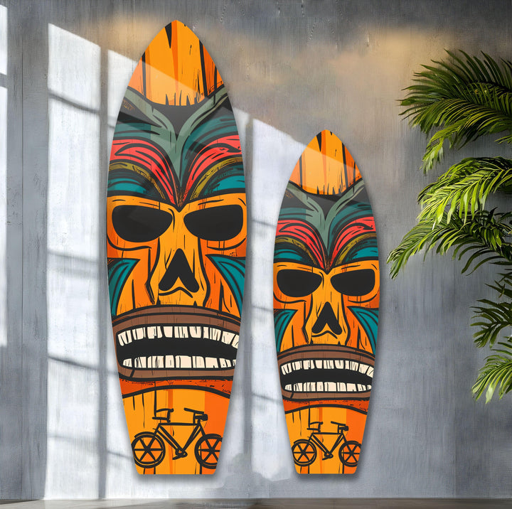 Tiki Art Surfboard Wall Art