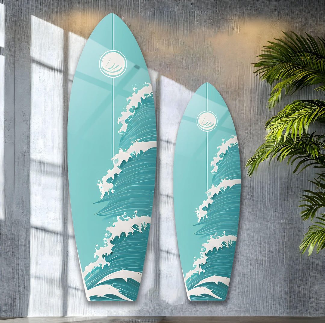 Sea Waves Surfboard Wall Art