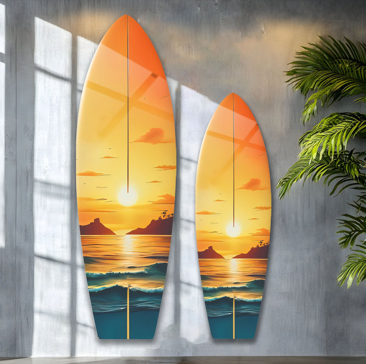 Sunset Surfboard Wall Art