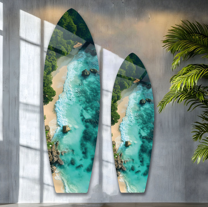 Emerald Cove Surfboard Wall Art