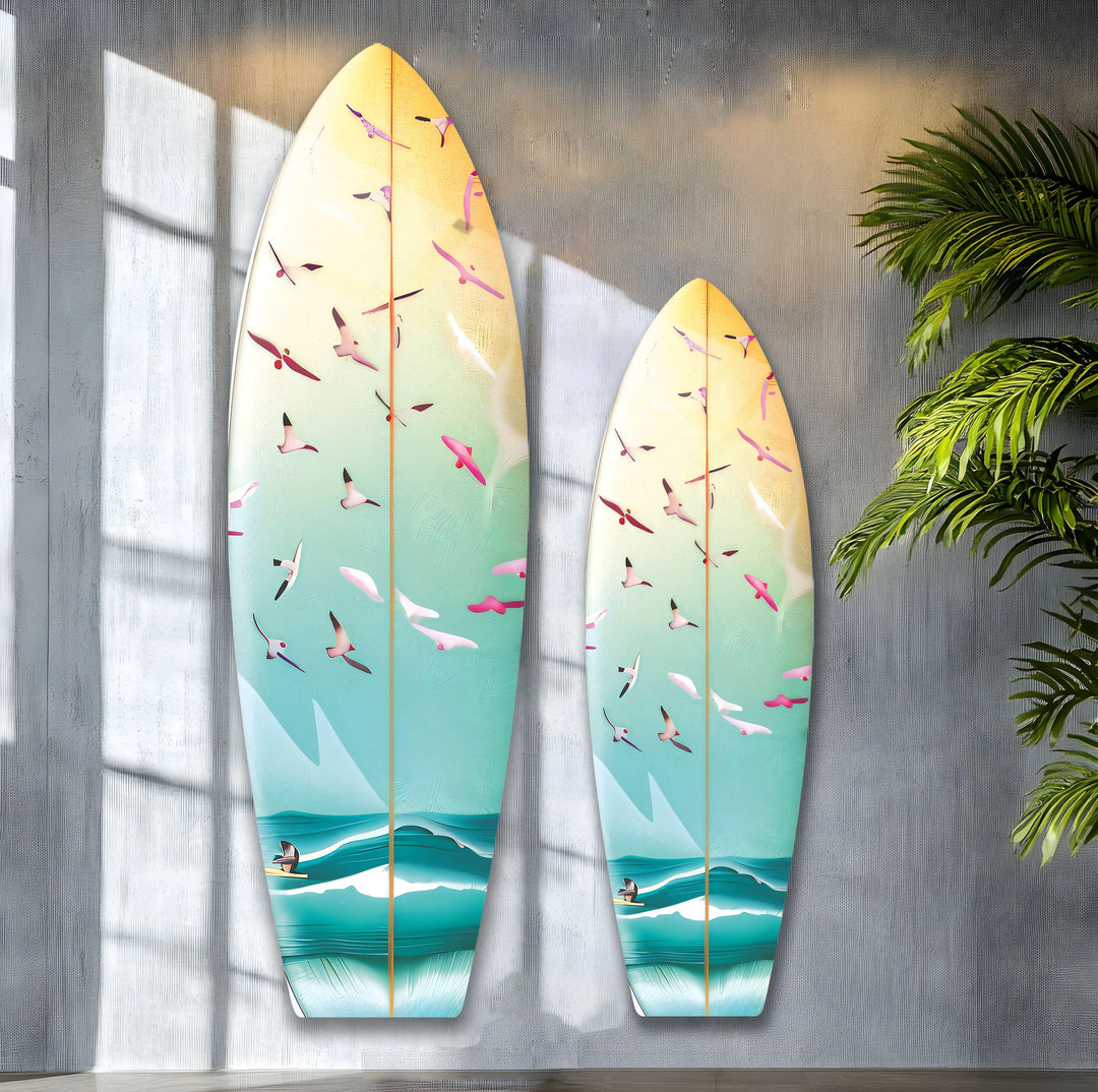 Birds On The Water Surfboard Wall Art