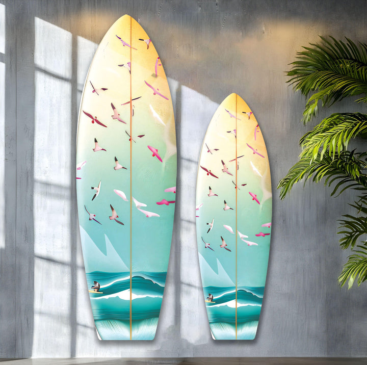 Birds On The Water Surfboard Wall Art