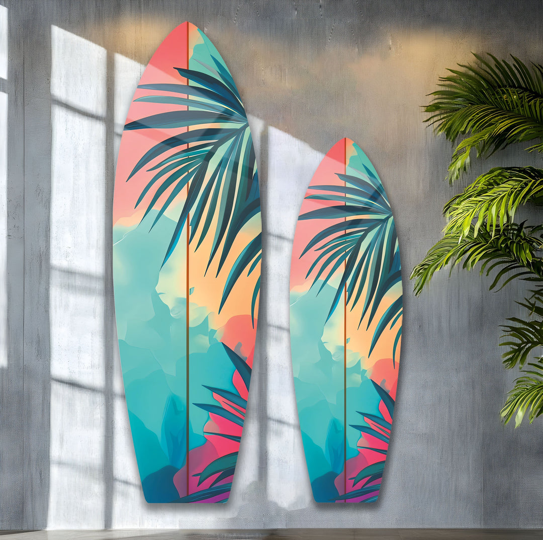 Tropical Tree Surfboard Wall Art