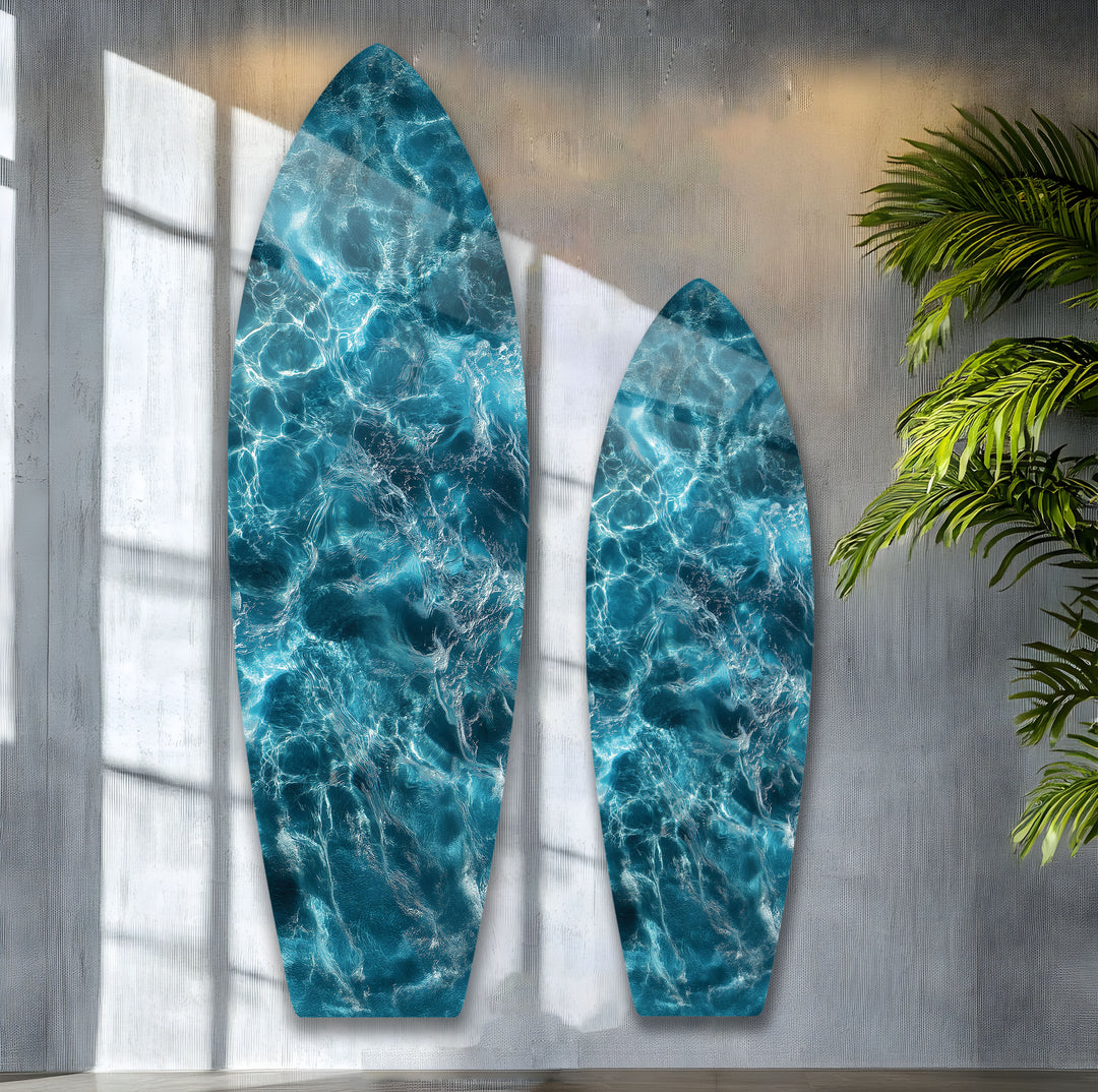 Deep Blue Waters Surfboard Wall Art