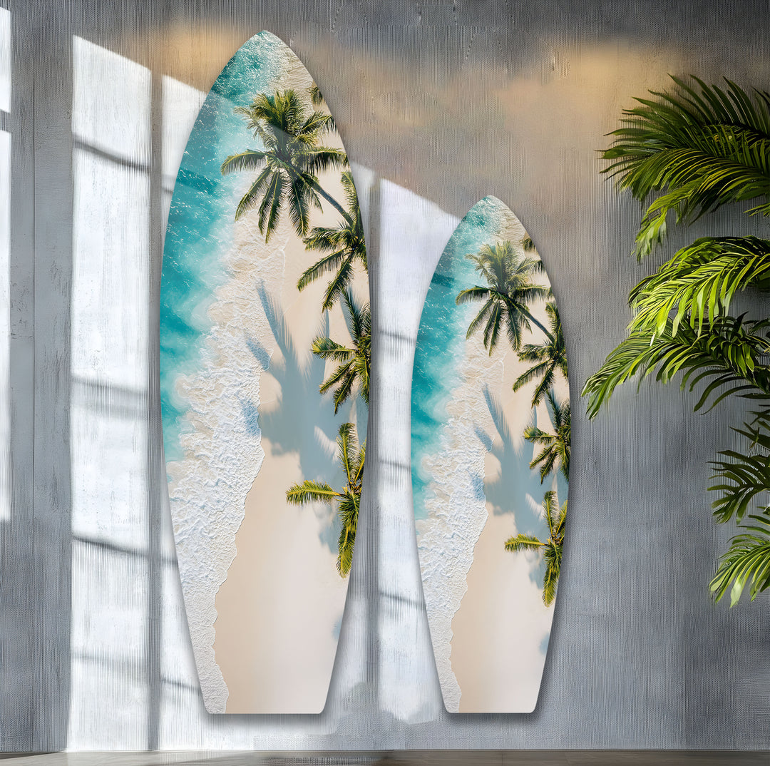 Tropical Beach Paradise Surfboard Wall Art