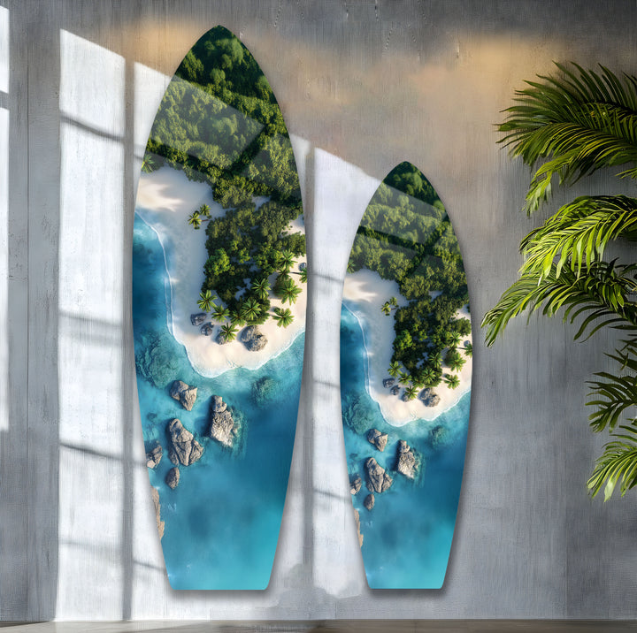 Tropical Paradise Surfboard Wall Art