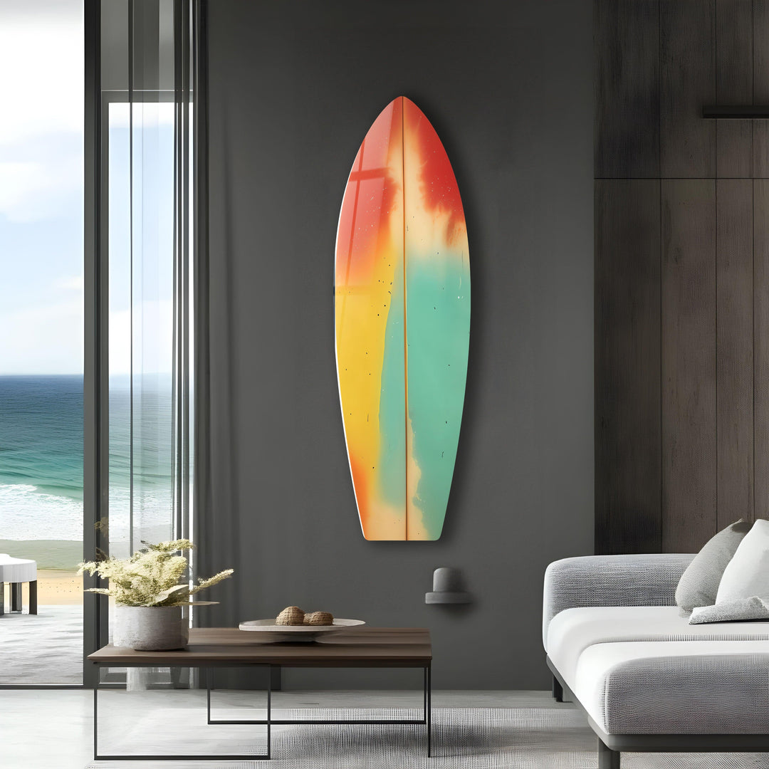 Green Red Abstract Surfboard Wall Art