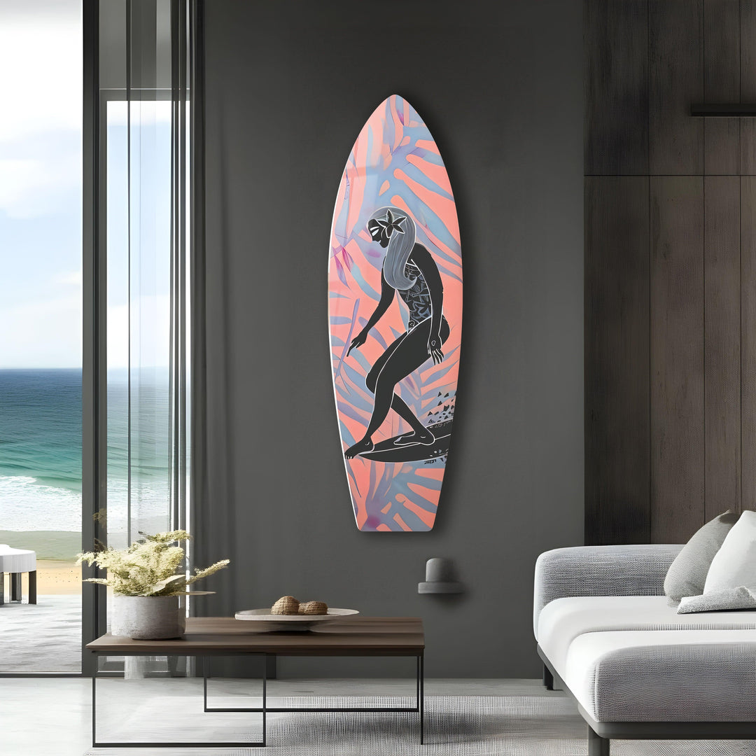 Cool Woman Surfboard Wall Art