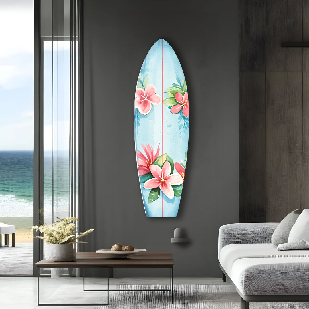 Red Lotus Surfboard Wall Art