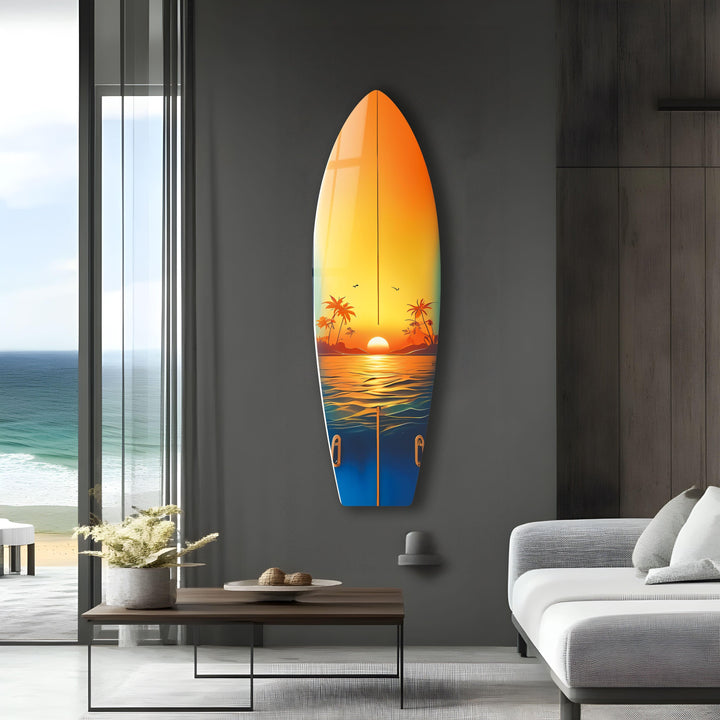 Tropical Land Sunset Surfboard Wall Art