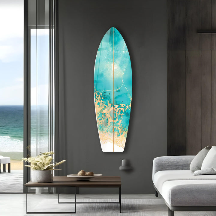 Abstract Sea Wave Surfboard Wall Art