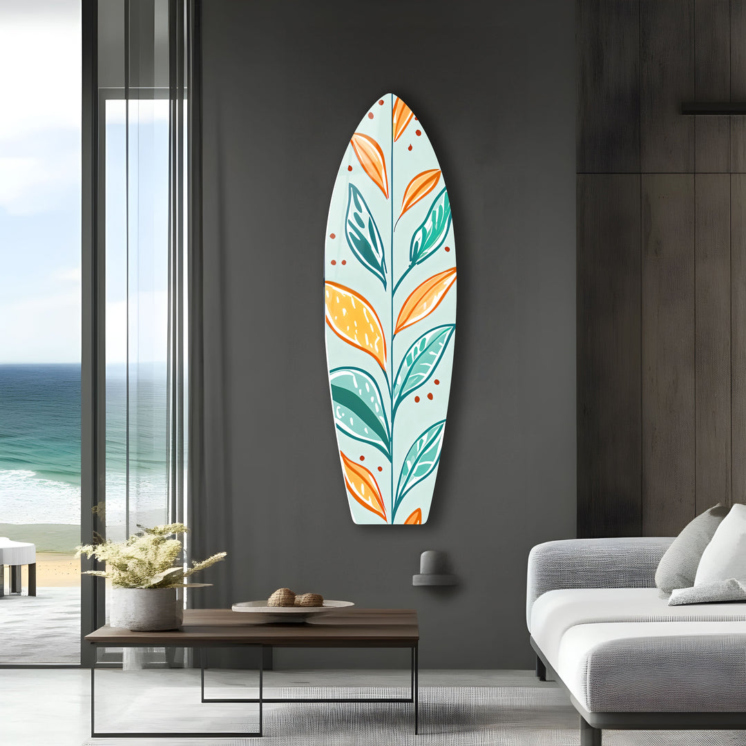 Colored Leafs Surfboard Wall Art