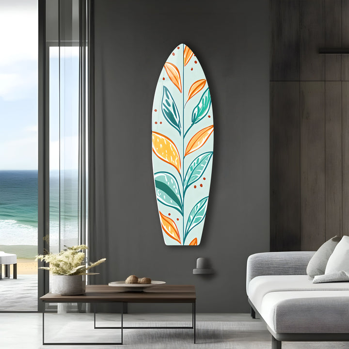 Colored Leafs Surfboard Wall Art