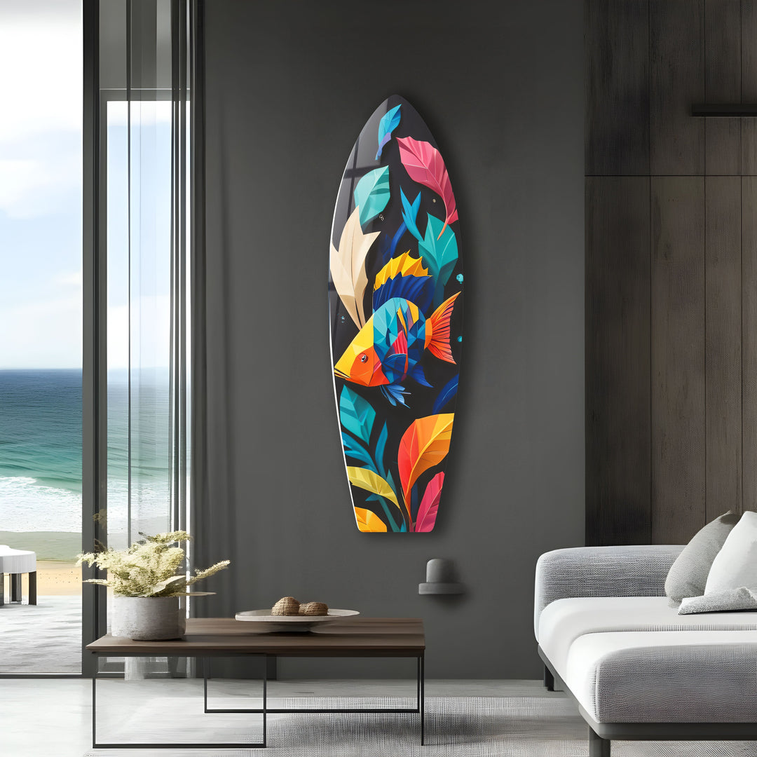 Stained Fishes Surfboard Wall Art