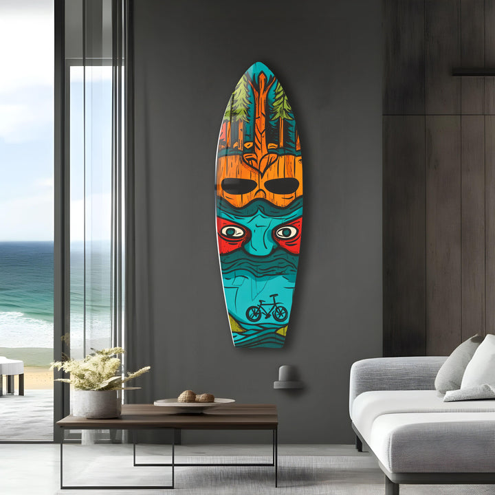 Blue Tree Man Surfboard Wall Art