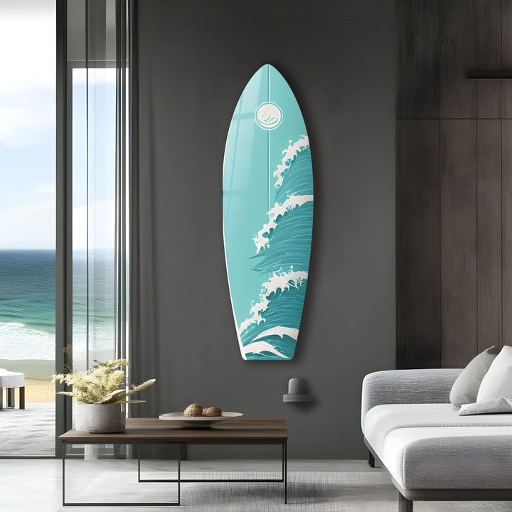 Sea Waves Surfboard Wall Art