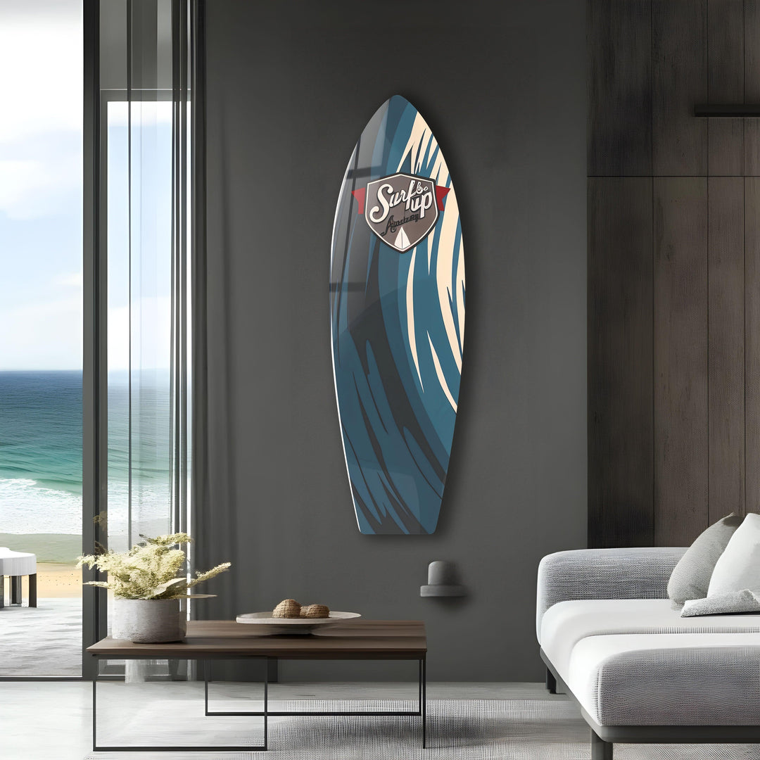 Blue Abstract Surfboard Wall Art