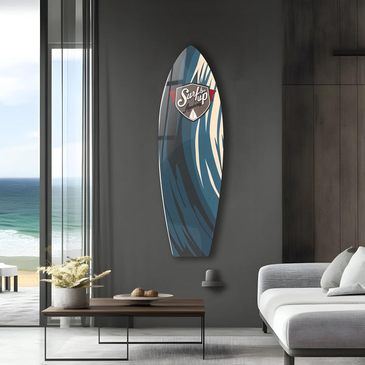 Blue Abstract Surfboard Wall Art