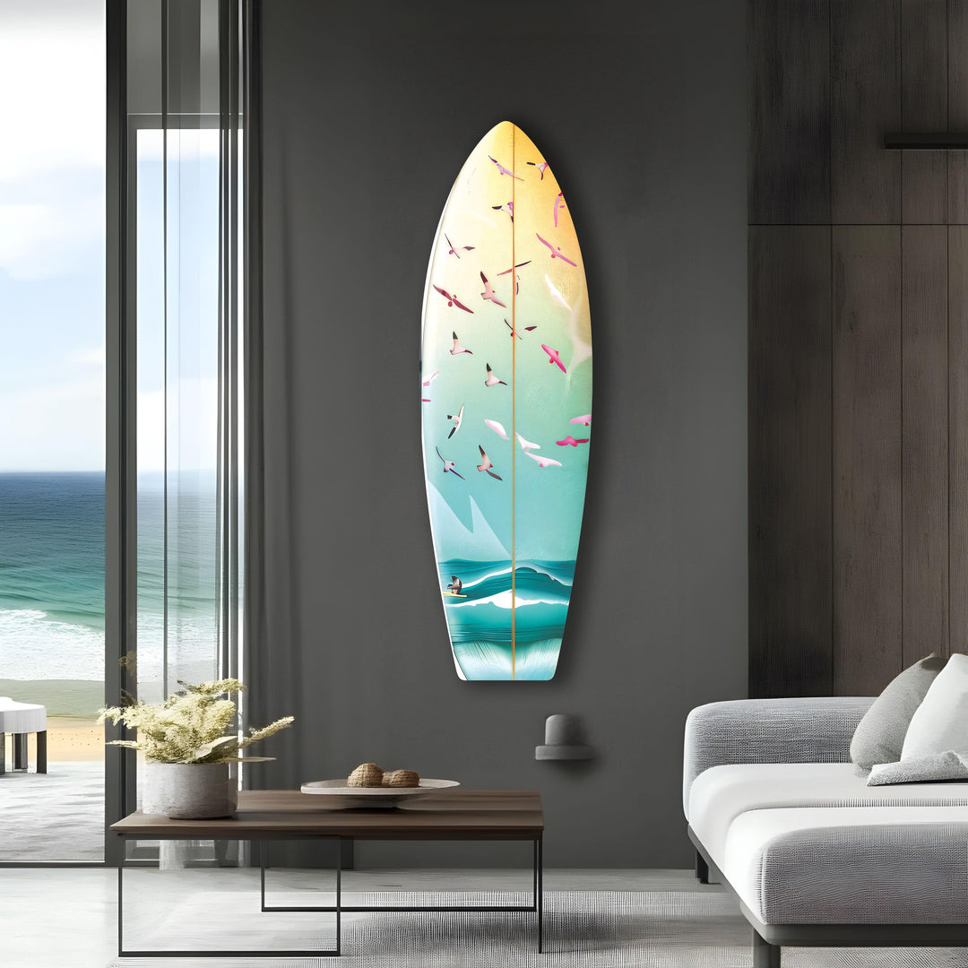 Birds On The Water Surfboard Wall Art