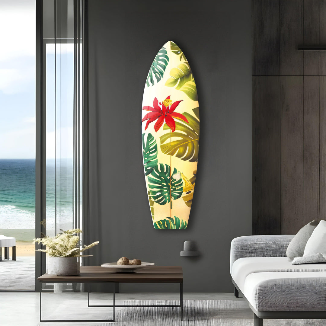 Tropical Flowers Surfboard Wall Art