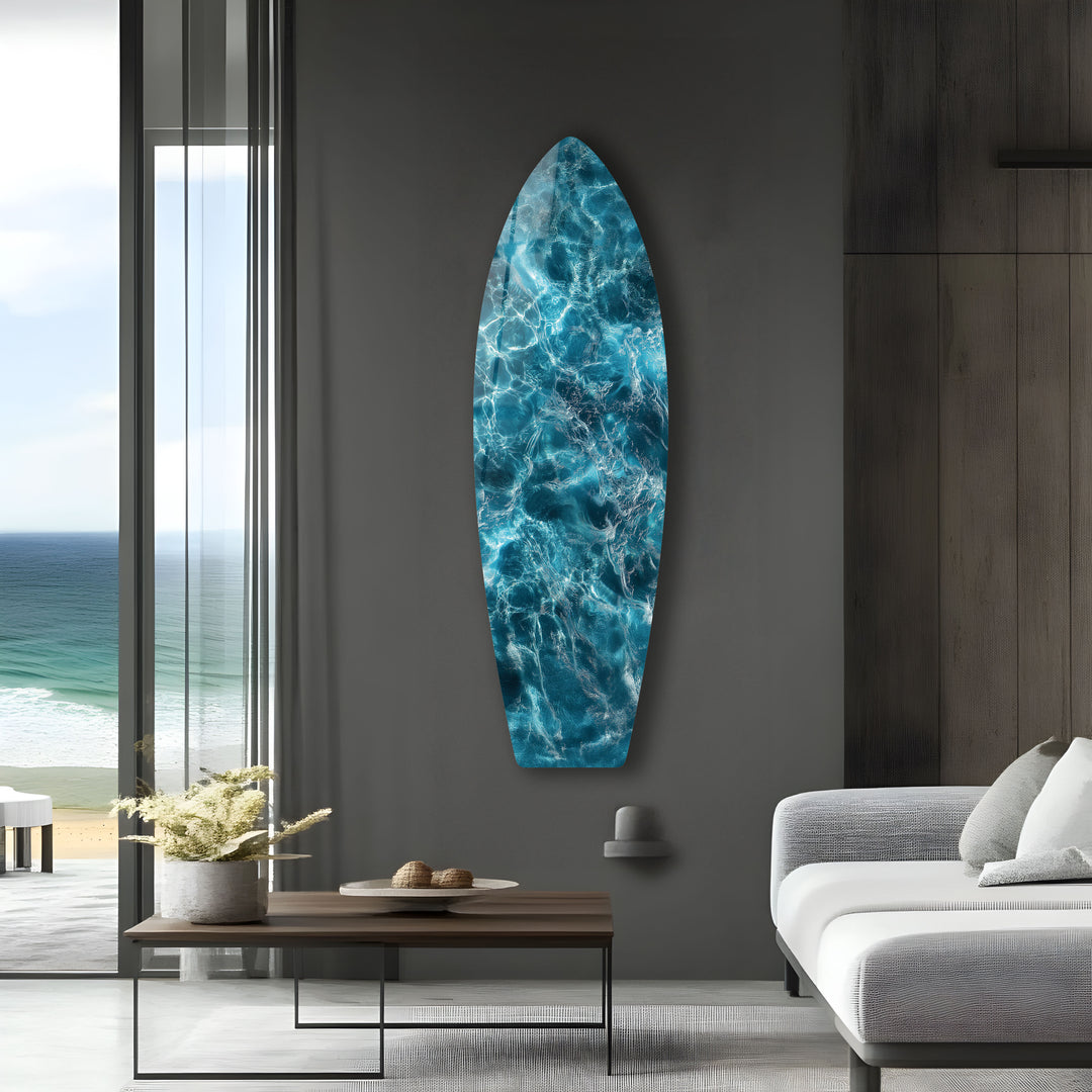 Deep Blue Waters Surfboard Wall Art