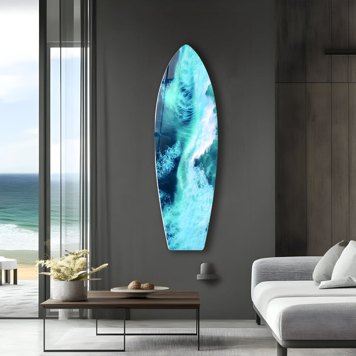 Stunning waves in motion, with crystal-clear water and vibrant colors, this glass wall art brings the beauty of the ocean to your walls.
