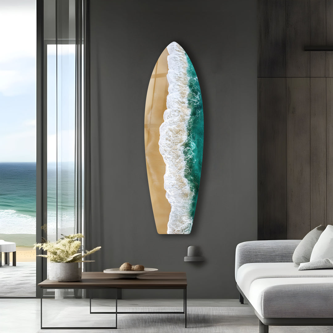 Golden Shore Surfboard Wall Art