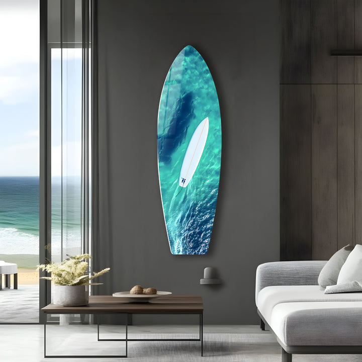 Calm ocean waves and a surfer in motion, bringing peaceful coastal vibes to your space.
