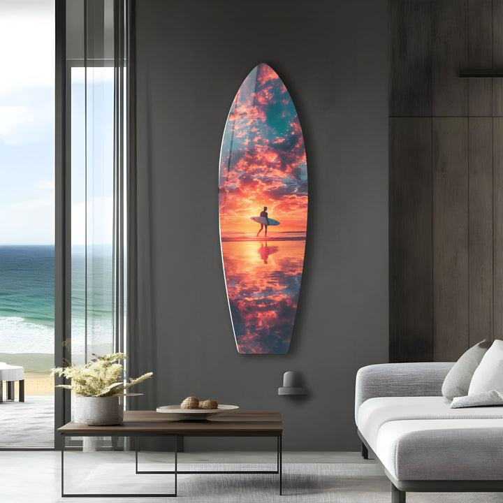 Vibrant ocean and sunset surf art, perfect for adding energy and warmth to your space.
