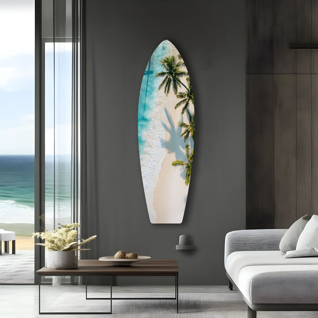 Tropical Beach Paradise Surfboard Wall Art