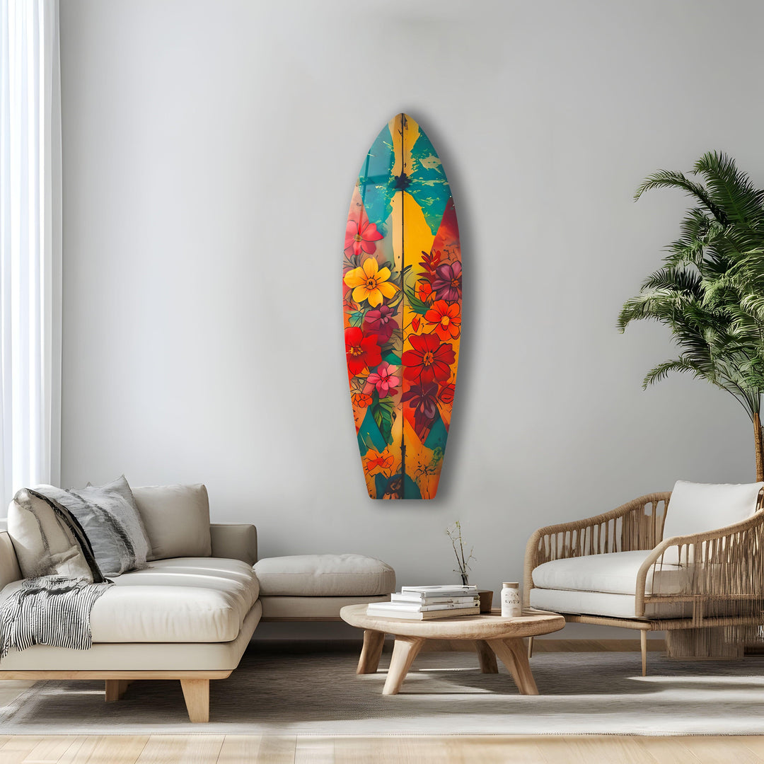 Colorful Flowers Surfboard Wall Art