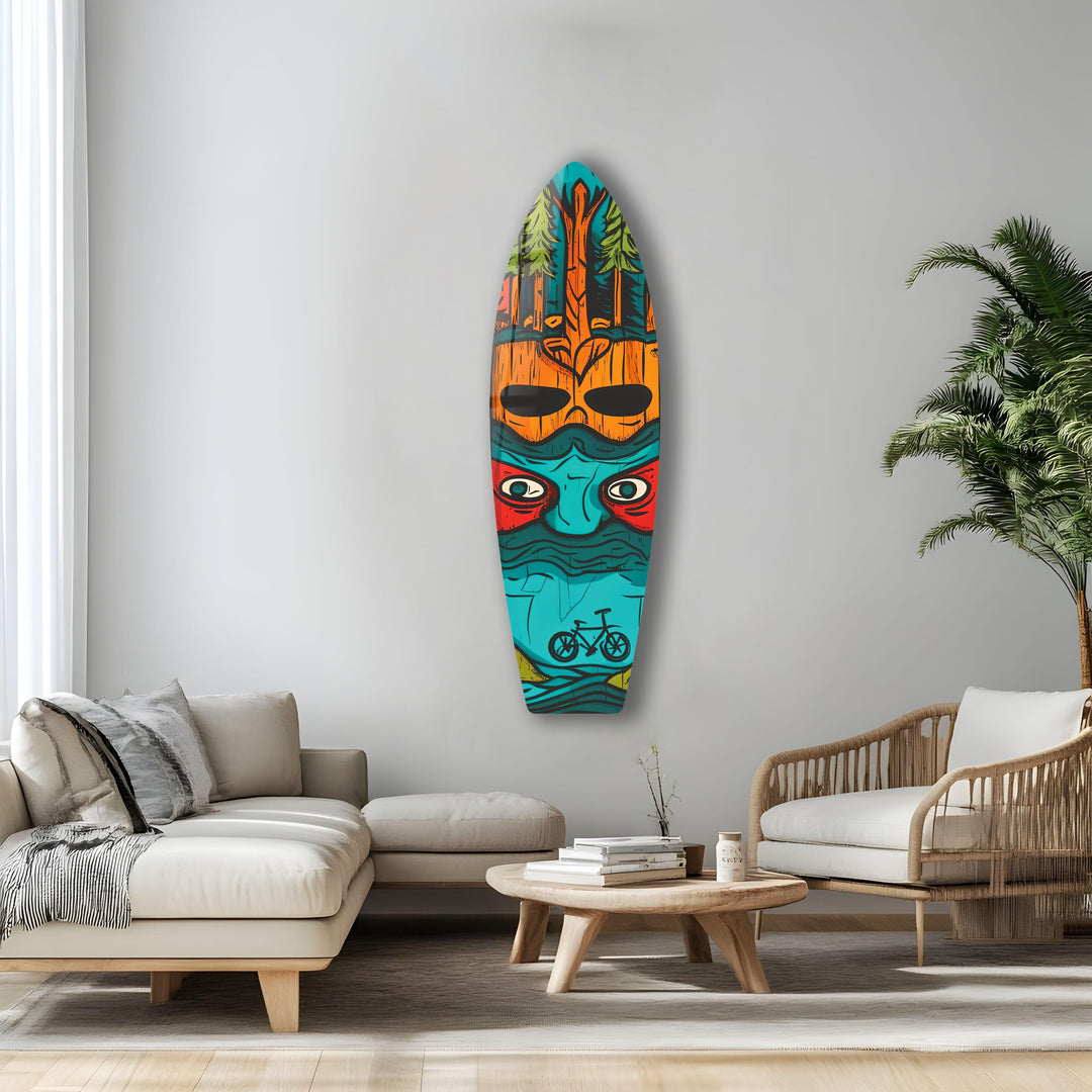 Blue Tree Man Surfboard Wall Art