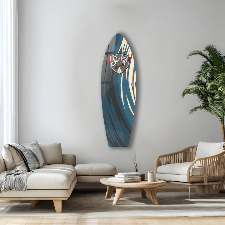 Blue Abstract Surfboard Wall Art