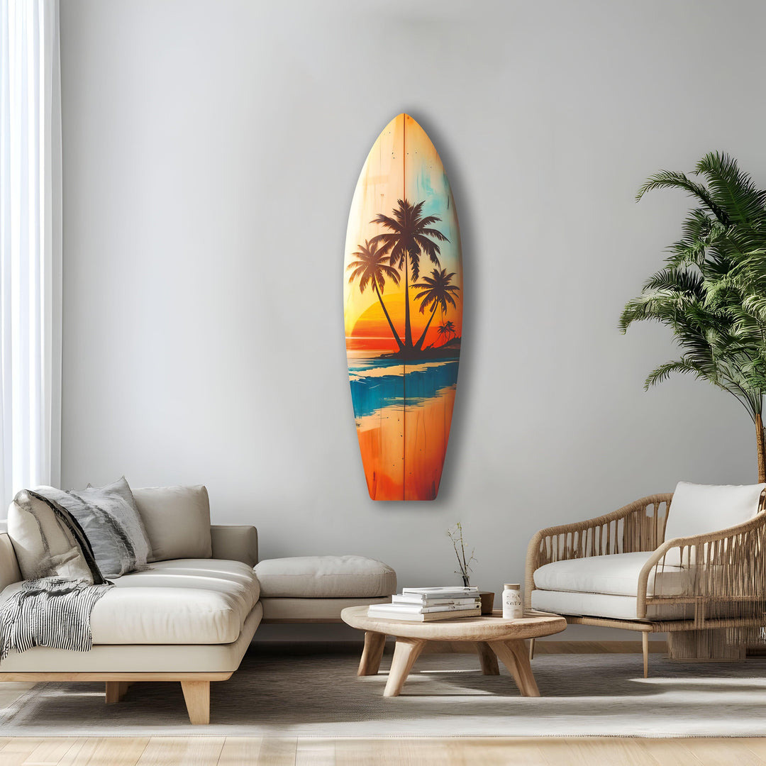 Tropical Sunset Landscape Surfboard Wall Art