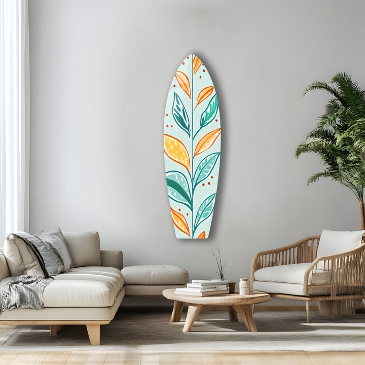 Colored Leafs Surfboard Wall Art