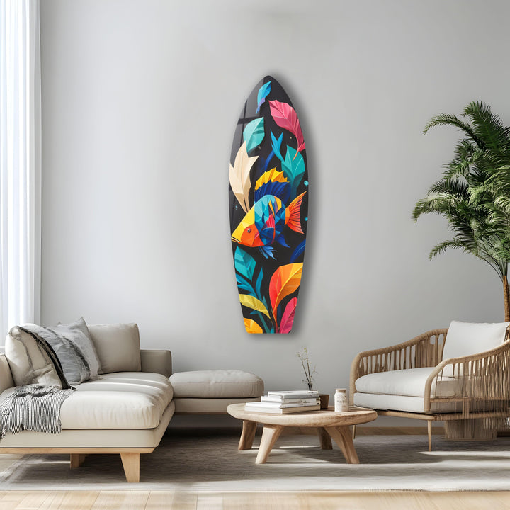 Stained Fishes Surfboard Wall Art