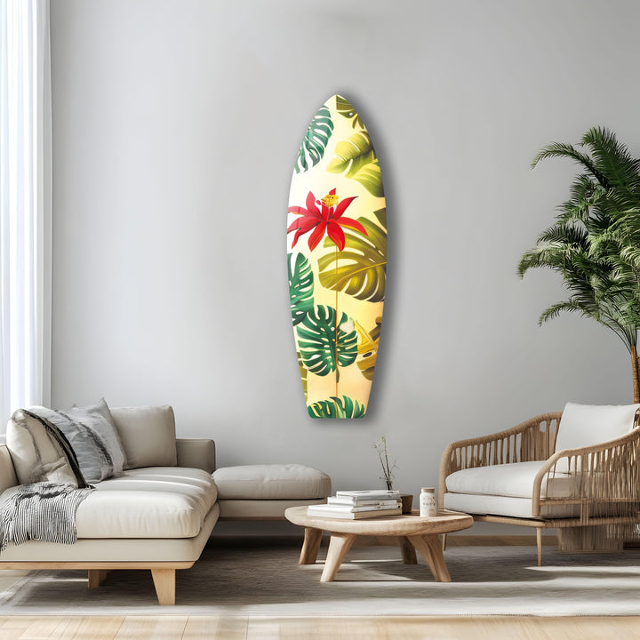 Tropical Flowers Surfboard Wall Art