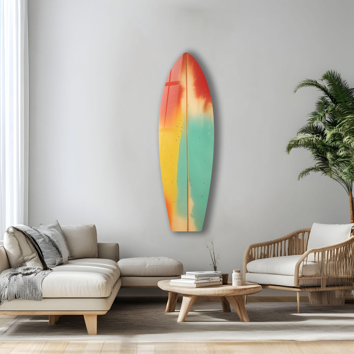 Green Red Abstract Surfboard Wall Art