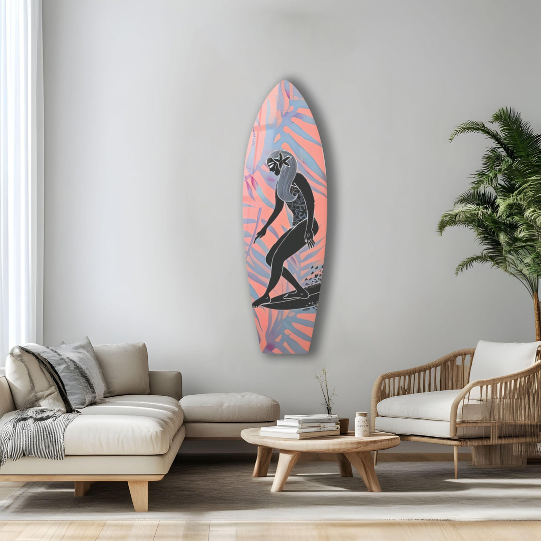 Cool Woman Surfboard Wall Art