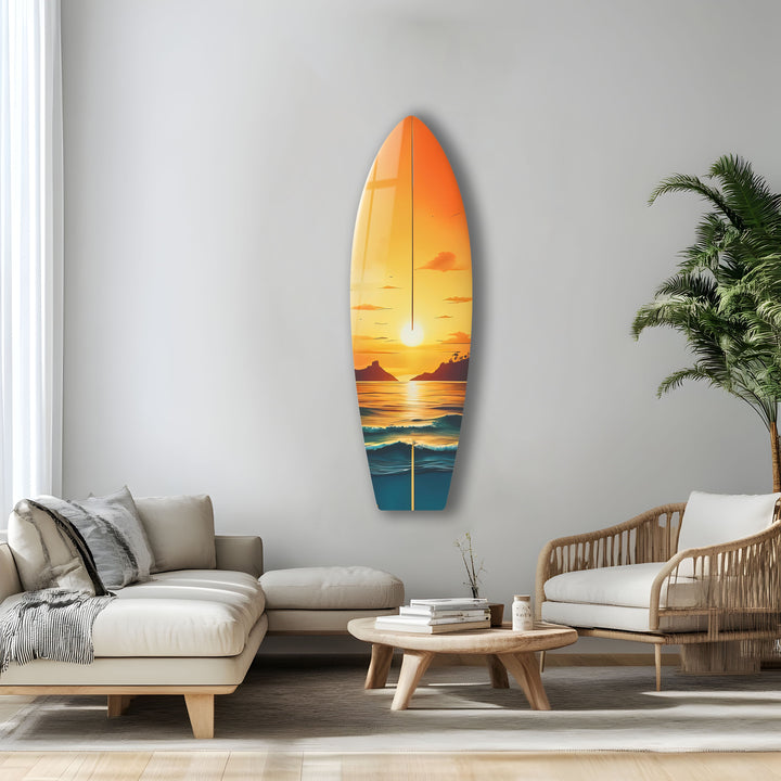 Sunset Surfboard Wall Art