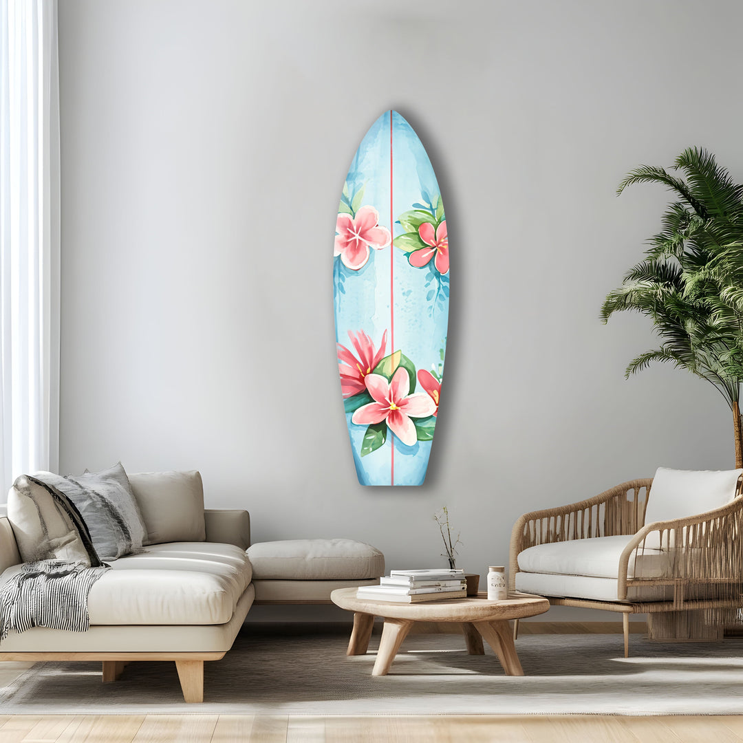 Red Lotus Surfboard Wall Art