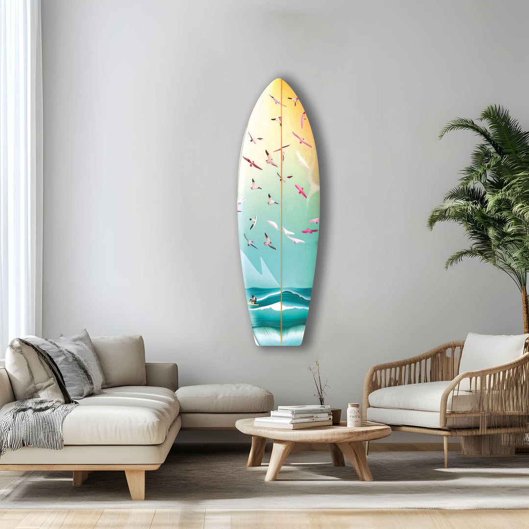 Birds On The Water Surfboard Wall Art