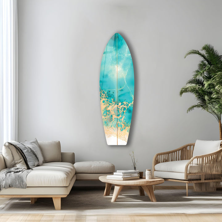 Abstract Sea Wave Surfboard Wall Art