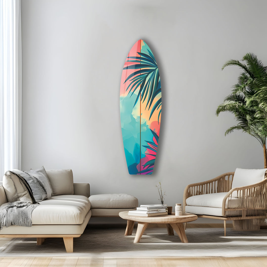 Tropical Tree Surfboard Wall Art