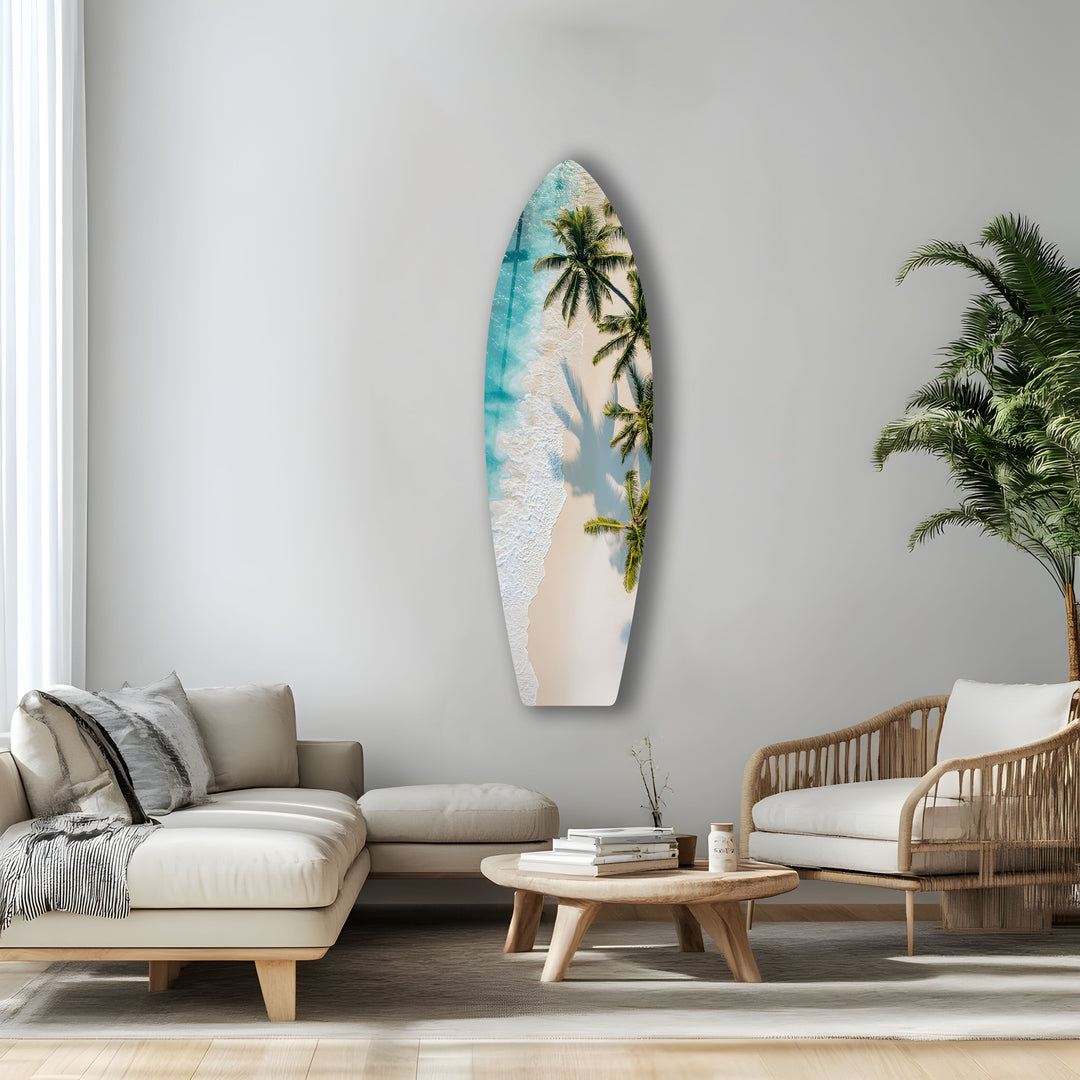 Tropical Beach Paradise Surfboard Wall Art