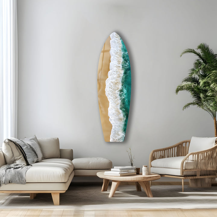 Golden Shore Surfboard Wall Art